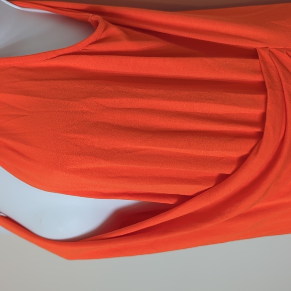 Saks Fifth Avenue Black Label Orange Plunge Neck Sleeveless Blouse Size M - Picture 5 of 9